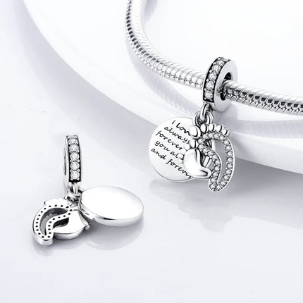 Inlaid Zircon Charm Beads 925 Sterling Silver Color Love Heart Snake Dangle Fit Original Bangle Bracelet Charms Pendant Jewelry