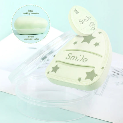 3PCS puff combination, including 1 big matcha green puff +1 detailed puff +1 storage box, a good choice for beauty tools