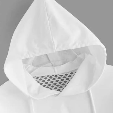 Street Sport Drop Shoulder Drawstring Hollow Out Super Crop Sports Hoodie Without Cami Top