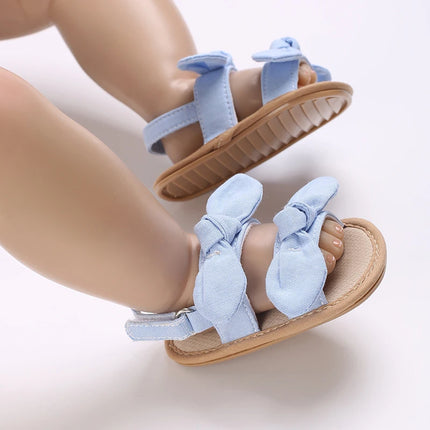 0-18 months cute baby shoes summer small fresh blue bow princess shoes sandals soft and comfortable soles slip walking shoes