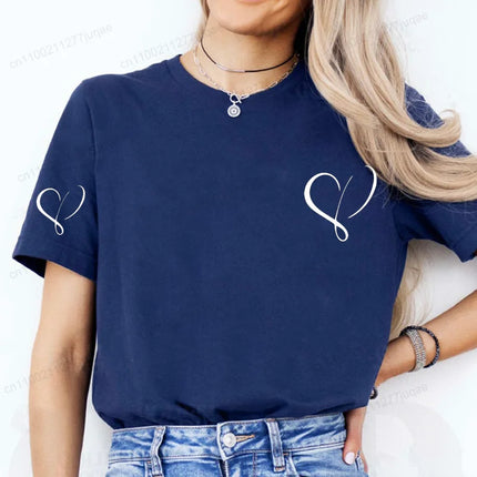 Women Love Heart Design T-Shirts Fashion Casual Short Sleeve T-shirt Heart Personalised Graphic Tshirts RED Women T Shirts Ts01