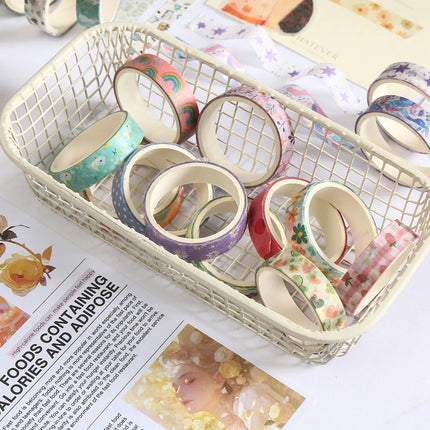 MINKYS 5pcs/set Basic Grid Star Decorative Tape Cute Cartoon Creative Washi Tape School Stationery
