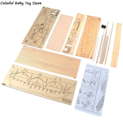 Assembling Building Kits Ship Model Wooden Sailboat Toys Sailing Model Assembled 1:100  Wooden Kit DIY