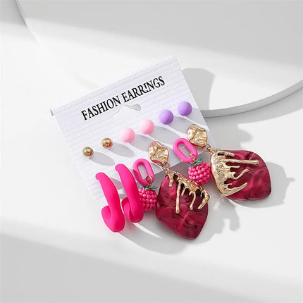 Green Butterfly Heart Dangle Earring Set for Girls Acrylic Gold Color Pearl Set Ear Rings 2023 New Fashion Jewelry Gifts
