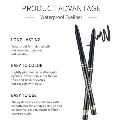 Lasting Black White Eyeliner Gel Pen Waterproof Liquid Eyeliner Pencil Quick-drying Not Blooming Eye Liner Eyes Makeup Cosmetic