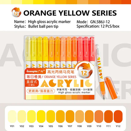 Guangna 168/72 Colors High Gloss Acrylic Marker Pen Set,Hard Headed Drawing Pens,Professional-Grade Paint Pen for DIY Graffiti