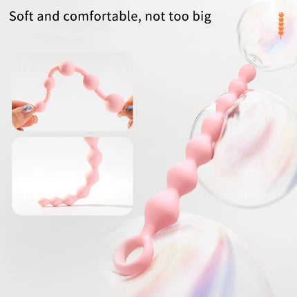 7 Balls Silicone Beads Soft Anal Plug G-Spot Stimulating Pull Bead Dildo Deep Anal Sex Toy for Butt Plug Anal Stimulation
