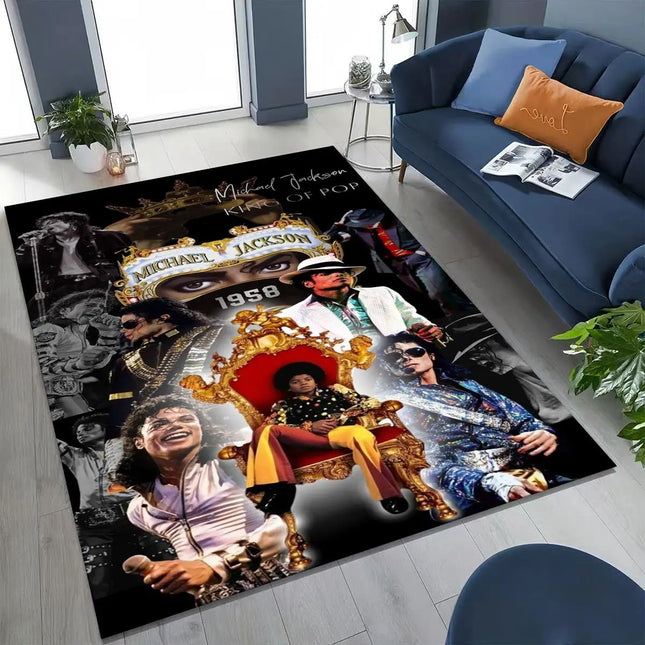Fashion MJ Michael Jackson King of Pop Art Rug for Bedroom Living Room Sofa Home Doormat Decor, Large Kids Non-slip Floor Mat