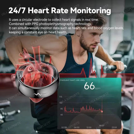 New ECG Smart Ring Heart Rate Blood Pressure Oxygen Body Temperature Sleep Monitoring Rings Waterproof Fitness Sports smartring