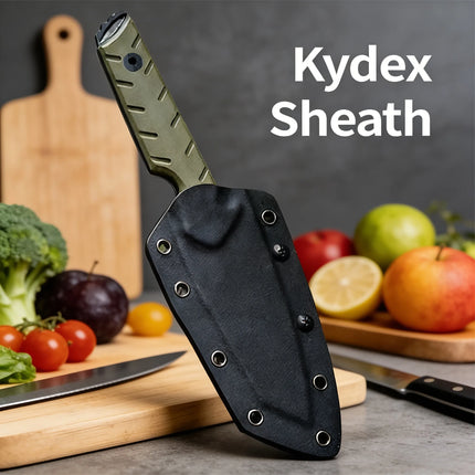 7CR13 Stainless Steel Kitchen Knife with G10 Handle & KYDEX Sheath, Sharp Chef Knife for Home Cooking & Professional Use