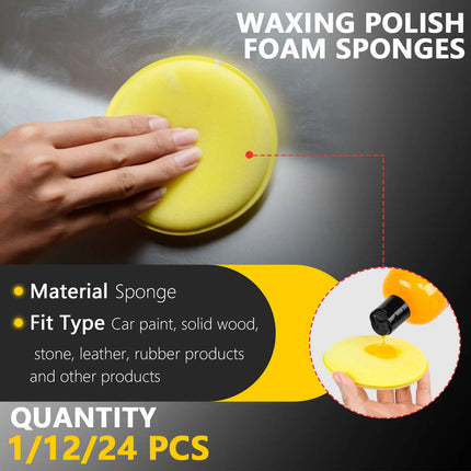 1/12/24pcs Car Waxing Polish Wax Foam Sponges 10cm High Density Applicator Pads Soft Sponge Detail Washing Car Cleaning Tool