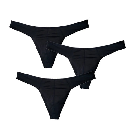 3PCS/Set Low Waist Men Seamless Cotton Thongs and G Strings Breathable U Convex Pouch Bikini Underwear Plus Size