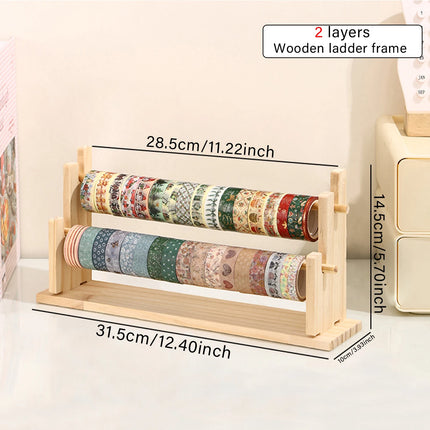 1pc multifunctional wooden tape and sticker storage rack suitable for necklace organizer for office desktop storage display rack