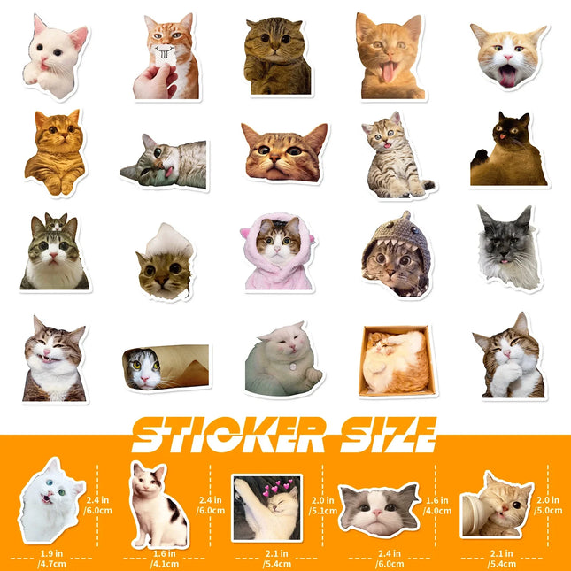 10/25/50pcs Cute Cats Meme Stickers Animal Cartoon Graffiti Decal for DIY Scrapbooking Suitcase Phone Laptop Guitar Car Kids