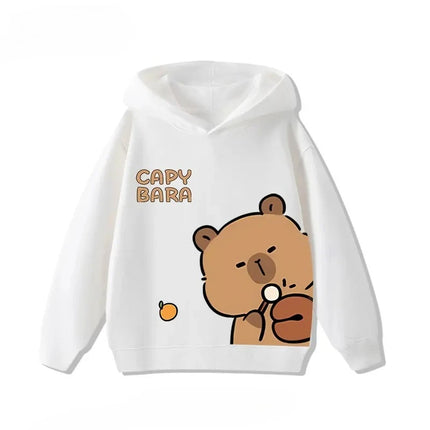 Cartoon Capybara Print Children's Hoodies Casual Fashion Comfortable Cute Boy Girl Hooded Sweatshirt Warm Pullover Autumn Winter