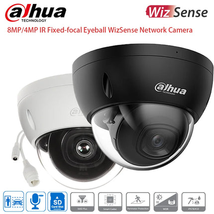 Dahua brand Dome IR IP Camera 8MP 4MP WizSense Perimeter Protection SMD Plus IP67 IK10 Black White