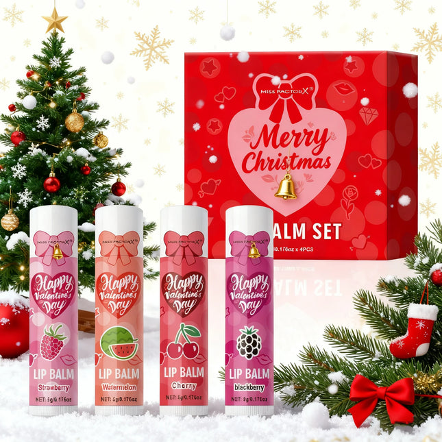 Women's Gifts 4PCS/Box Lip Balm Set Moisturizing and Glossy Suitable for Dry Lips Valentine's Day Gifts for