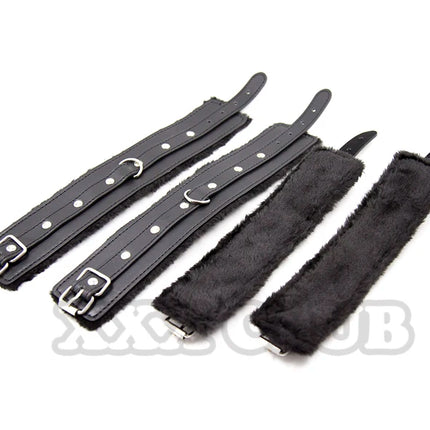 Thierry PU Leather SM Toy Wrist & Ankle Cuffs Bondage Restraints Adult Games Handcuffs Sex Toys for Women Men Slave Roleplay Kit