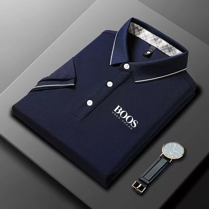 New Style Embroidered Men's High-end Summer Loose Short-sleeved POLO Shirt, Casual and Fashionable Top