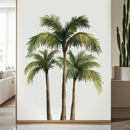 Coconut Tree Wall Stickers For Living Room Natural Bedroom Wardrobe Skirting Wall Decoration Self-adhesive Decor Sticker