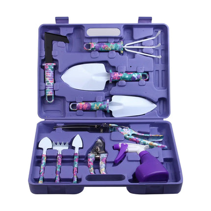 5/10 Pcs Gardening Tools Set with Carrying Case and Floral Print Ergonomic Handle Trowel Rake Weeder Pruner Shears Sprayer Gifts