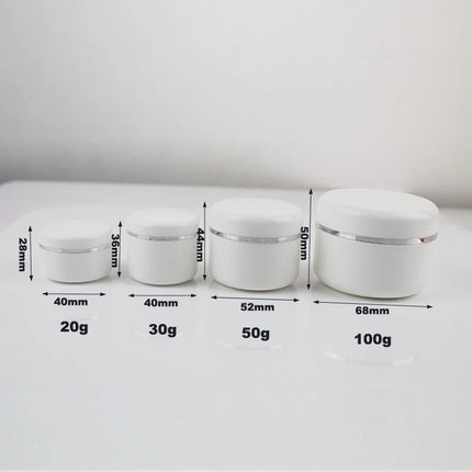 30Pcs/Pack 20g 30g 50g Cream Jar White Plastic Makeup Container Sample Cosmetics Box Empty Makeup Jar Pot Refillable Bottles