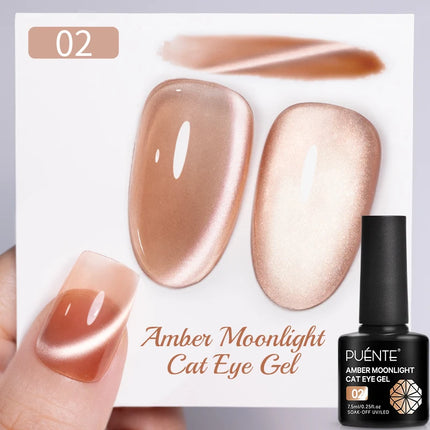 7.5ML Amber Moonlight Cat Magnetic Gel High Glossy Luxury Coffee Series Cat Eye Gel Soak Off UV Semi-Permanent Nail Art Varnish