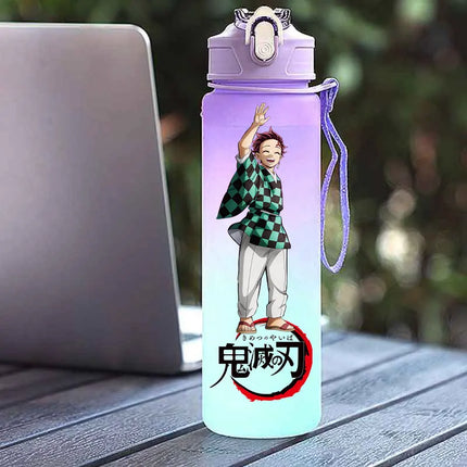 Demon Slayer  Straw Cup 750ML Children's Large Capacity Portable Kamado Nezuko Sports Plastic Bottle Anime Gradient Drinking