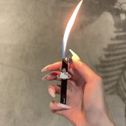 New Butane Gas Lighter Portable Metal Inflatable Lighter Katie Cat Pattern Gas Lighter Cigarette Accessories Small Gifts