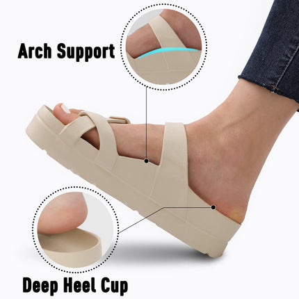 KIDMI Womens Platform Sandals with Arch Support Women Sandals Outdoor Light Beach Sandal Woman Comfort Ultra Cushion EVA Slides