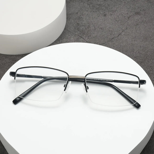 JMISUS 2025 New Arrivals Haft-rimless Prescription Glass Men Custom Rectangle Progressive Eyewear Fashion Optical Eyeglasses