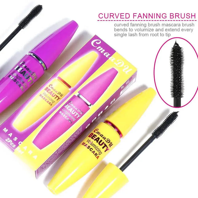 Volumizing Mascara Waterproof Lengthen Curl Quick Drying Smudge Proof Natural Fiber Lash Enhancer 4D Effect Makeup