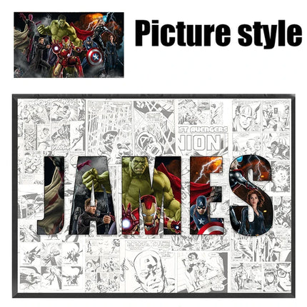 Personalised Custom NAME Word Art Print Marvel Superhero Character Posters Avenger Canvas Painting Wall Art Customize Home Decor
