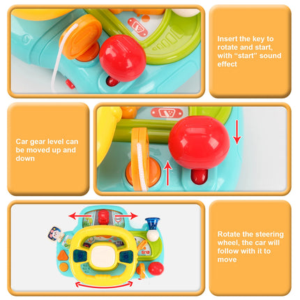 Baby Electric Steering Wheel for Car Seats and Stroller Simulate Driving Vocal Toys Educational Toys for 18M+ Toddlers Gifts