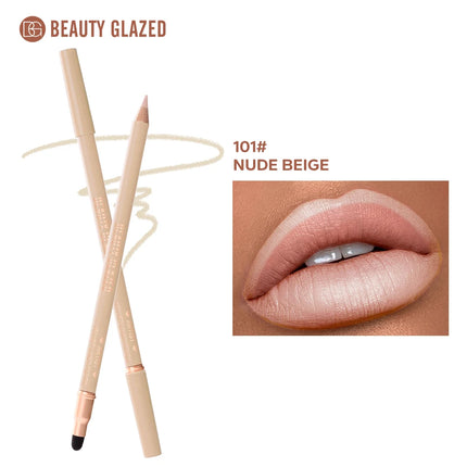 1pc Beauty Glazed Artist Velvet Lipliner Pencil With Sponge brush,Weightless Precise Liner with Super Soft Blendable Texture