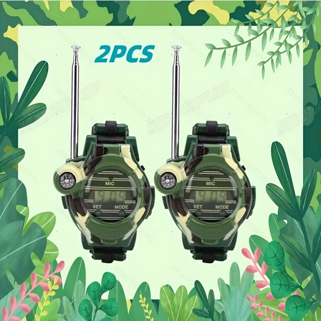 New 2Pcs Walkie Talkies Toy Simulation Watch 7 in 1 Multifunctional Electric Walkie Talkies For Kids Xmas Gift Intercom Toy