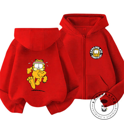 New Garfield Cute Kawaii Zip Hoodie For Kids Boys Girls Autumn Winter Cartoon Trendy Children Hooded Sweatshirt 3 14T