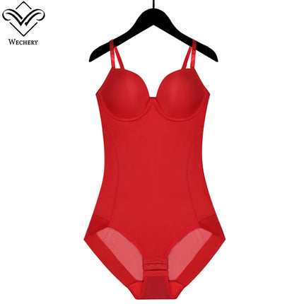 Wechery Red Top Women Camisole Bodysuit Body Shaper Butt Lift Lace Open Crotch Slim-fit Female Clothing