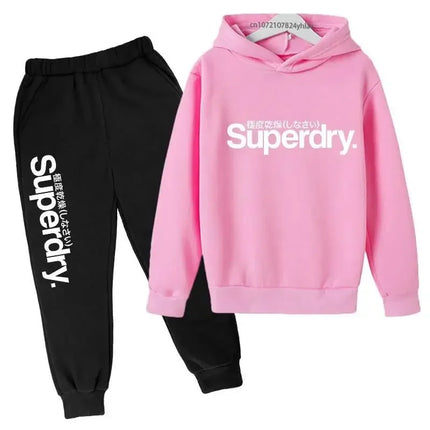 Printemps automne pull à capuche enfants tenues enfants loisirs lettre imprimer 2 pièces sweat à capuche + pantalon survêtements