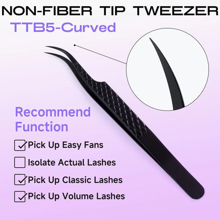 Fiber Tip Lash Extension Tweezer, Titanium Black Eyelash Nano Tip Tweezer for Lash Tech Supplier