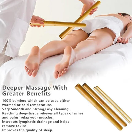 Natural Bamboo Massage Stick Wood Therapy Stick Gua Sha Massage Wood Therapy Tools for Body Contour Cupping Gua Sha Massager