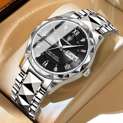 POEDAGAR Business Luxury Men's Quartz Watches Waterproof Luminous Stainless Steel Men's Wristwatch Date Week Sport Men's Watch Reloj