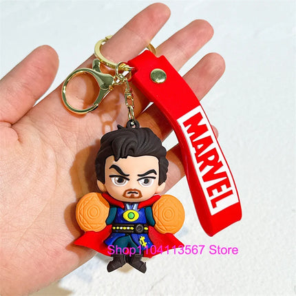New Q Style Spider Hero Keychain Cartoon Super Heroes Deadpool Cute Doll Keyring Ornament Key Chain Pendant Kids Toys Gifts