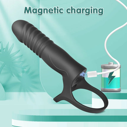 APP Controlled Double Penetration Vibrator Sex Toys for Couple Thrusting Anal Plug Vibrator with Penis Cock Ring Adult Products