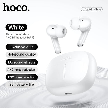 HOCO ANC Acitve Noise Reduction Wireless Bluetooth 5.4 Earbuds With App Control EQ Sound HiFi Sports Music Earbuds 28H Standby