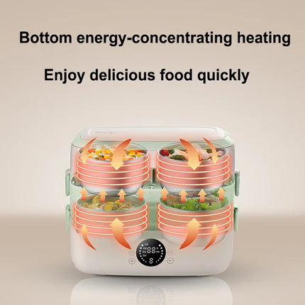 New Smart Electric Lunch Box 2L Multi-function Insulation Electric Lunch Box LED Digital Display Steamer Rice Cooker with Timer