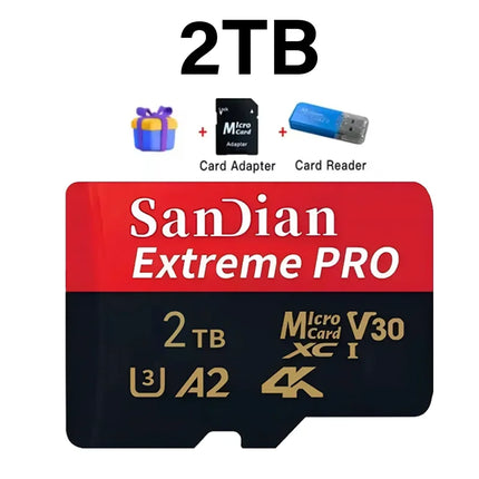 Micro TF&SD Card 128GB High-speed SD Card 256GB Memory Flash Card Class 10 V30 Up to 100MB/s for PC/Phone/Camera