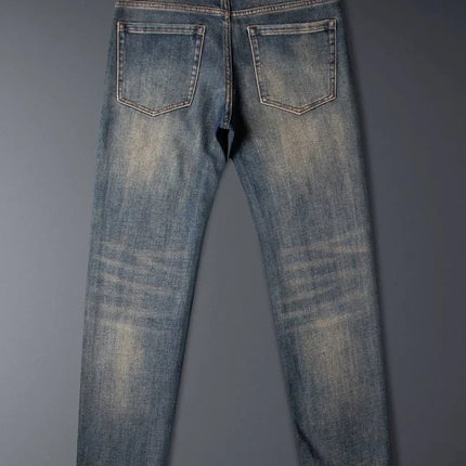 New Spring/Autumn Fashion Trendy Printed American Retro Straight Leg Jeans Men's Casual Sports High Quality Stretch Denim Pants