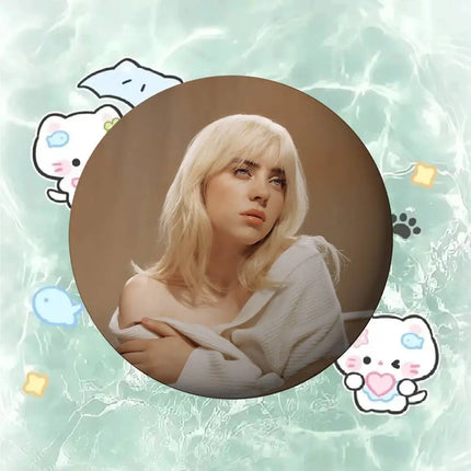 B-Billie Singer E-Eilish Badges Badges Cartoon Round Brooches On Backpack Jacket Acrylic Button Pins Collection Gifts