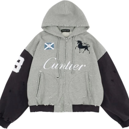 European and American Loose Three-Dimensional Animal Unicorn Three-Dimensional Pattern Men's and Women's Hooded Sweatshirt